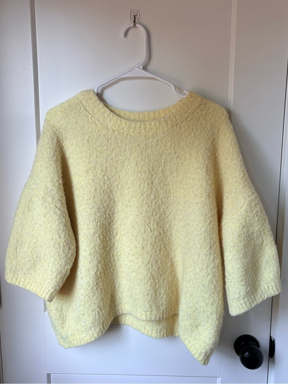 Wild Fable Butter Yellow Short Sleeve Oversized Sweater, Alpaca Blend